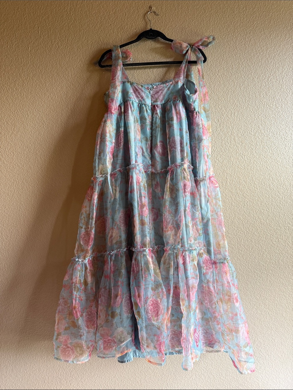 Listicle Sheer Floral Tiered Midi Dress - Picture 4 of 4